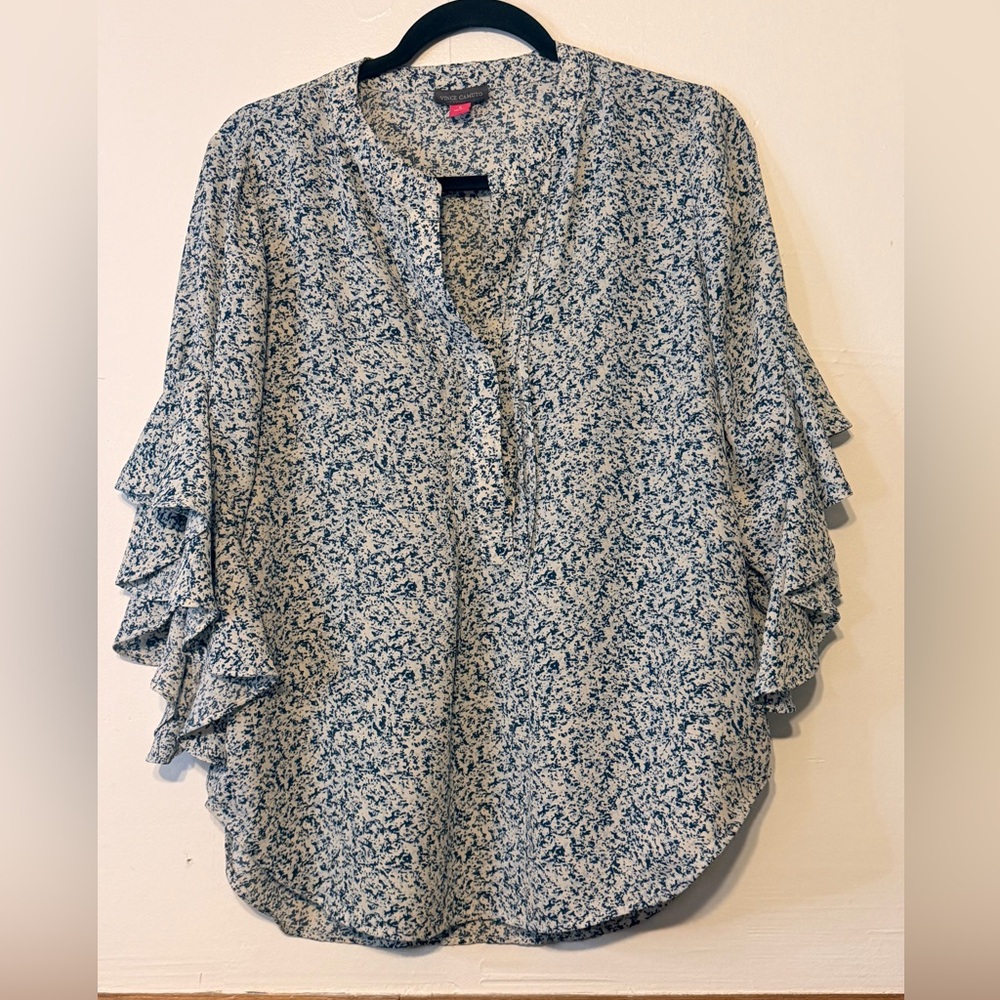 Vince Camuto Blue and White Floral Blouse